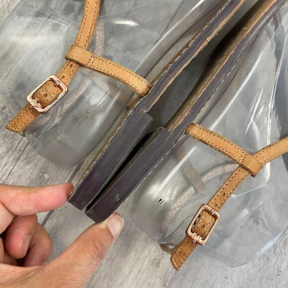 Sam Edelman Rhinestone Studded Gwyneth T Strap Thong Sandal Tan Flats Sz 8.5 - Picture 7 of 10